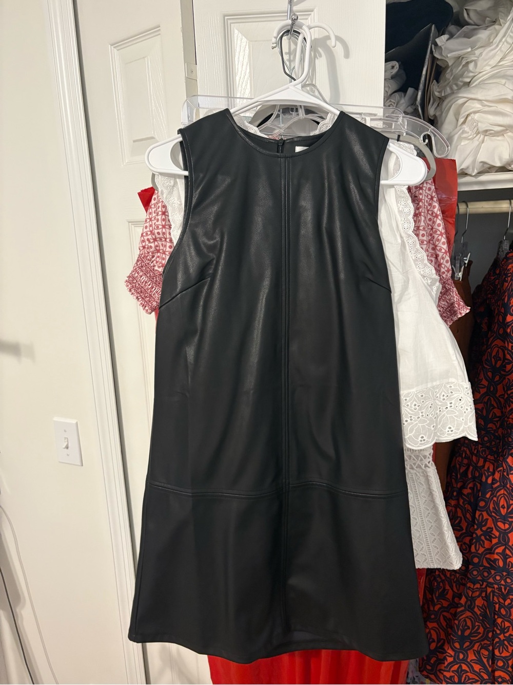 THML Black Faux Leather Shift Dress